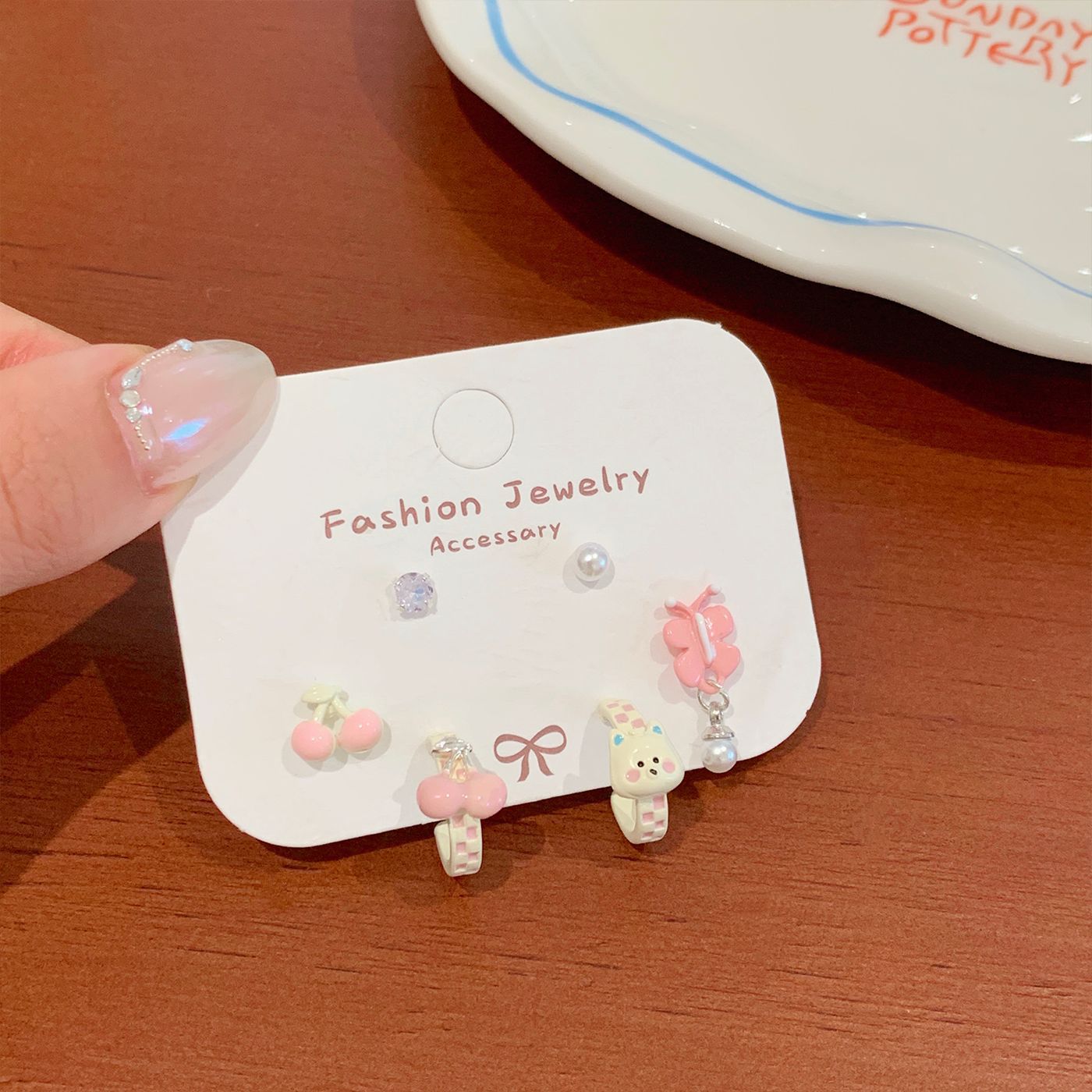 Wholesale Cute West Highland cartoon earrings with silver needle design  bear and horse all-match earrings