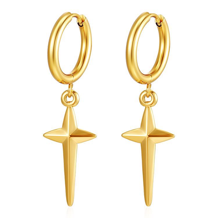 Wholesale Cross Plain Hoop Stainless steel Earrings