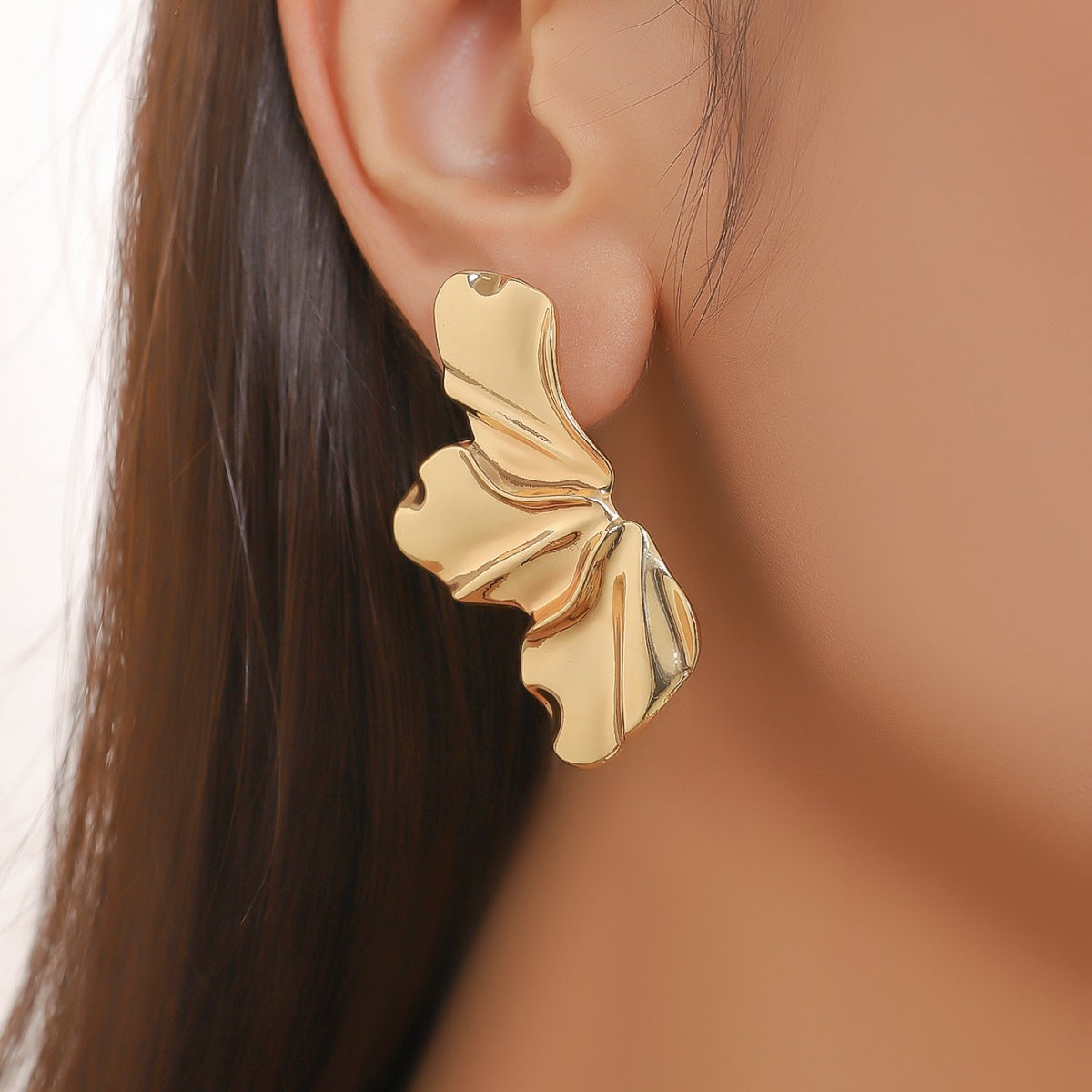 Wholesale Liquid Irregular Leaf Earrings Metal Earrings ACC-ES-CMi017