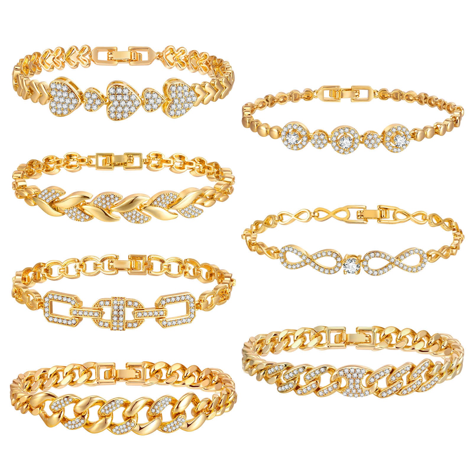 Wholesale Gold Copper Bracelet With Zircon Leaf Infinity Heart Design Stylish Women S Jewelry Accessory
