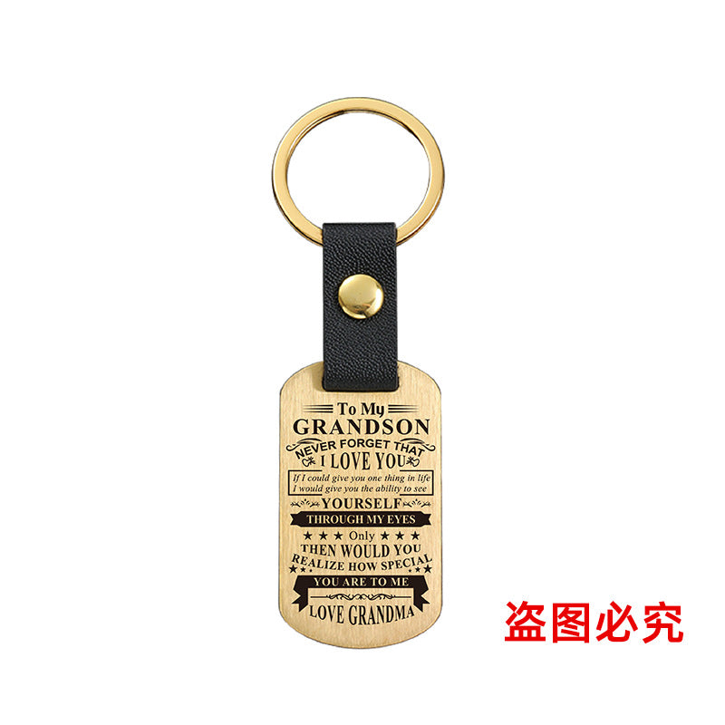 Wholesale Family Gifts Grandchildren Metal Leather Keychains ACC-KC-GangGu025