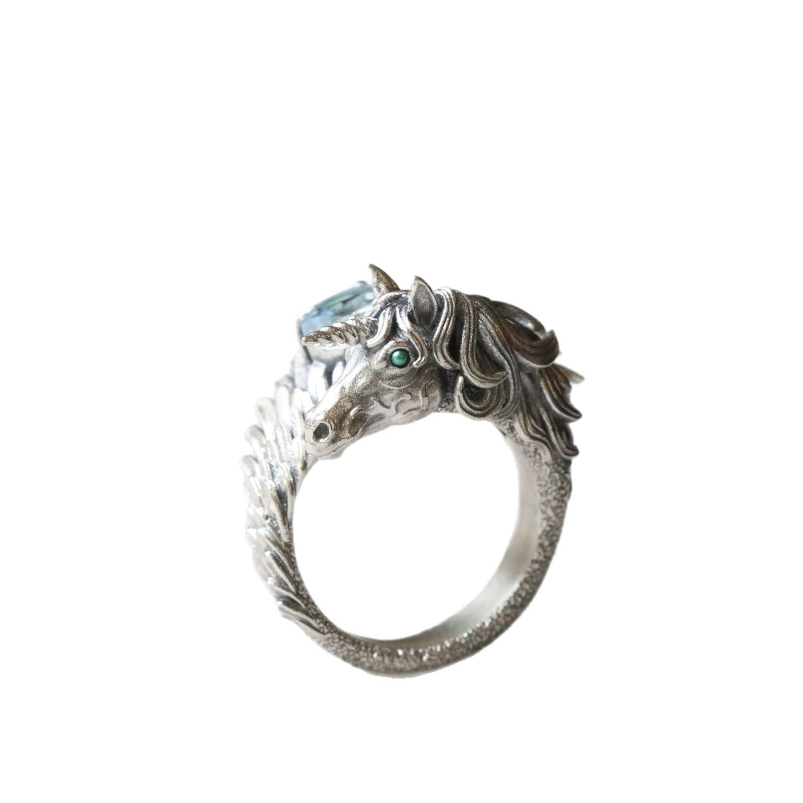 Wholesale Retro Unicorn Ring with Rhinestone Feather Wings Jewelry Accessory Gift