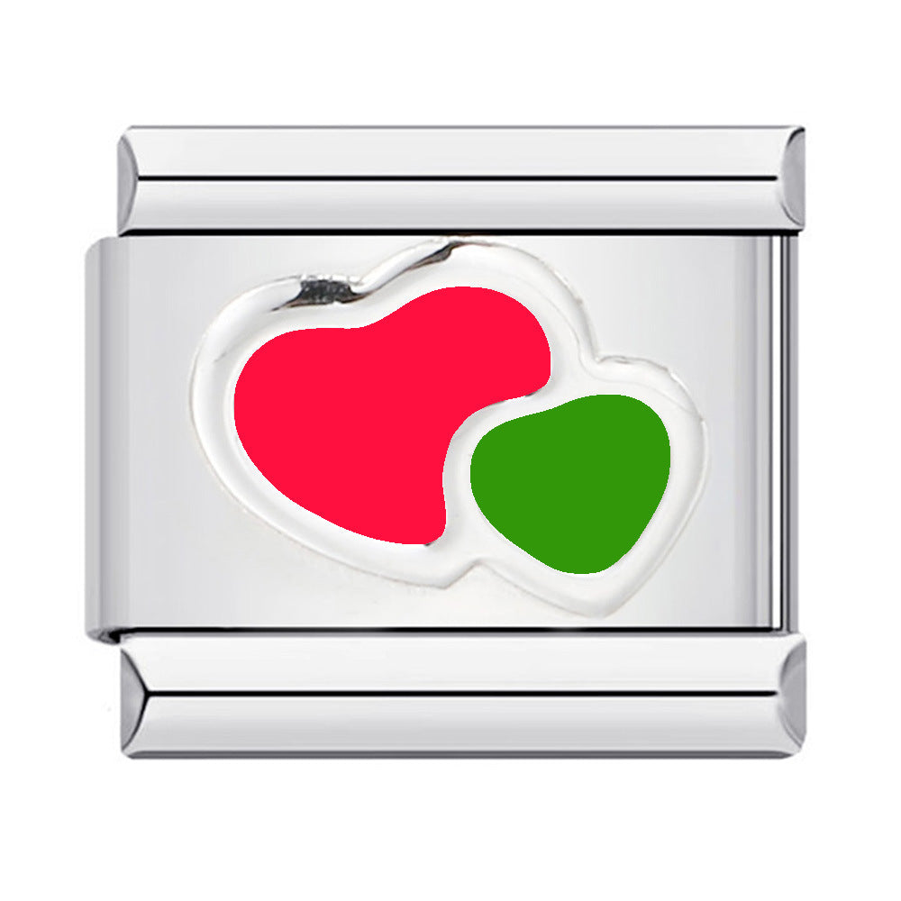 Wholesale Italian Charm Bracelet 9mm DIY Splicing Colored Oil-Drip Petals Stainless Steel Composable Bracelet