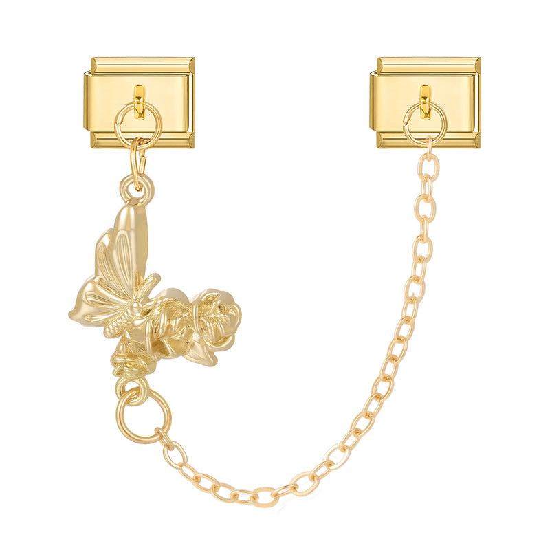 Wholesale Italian Charm Bracelet 9mm DIY Splicing Double Pendant  Stainless Steel Composable Bracelet