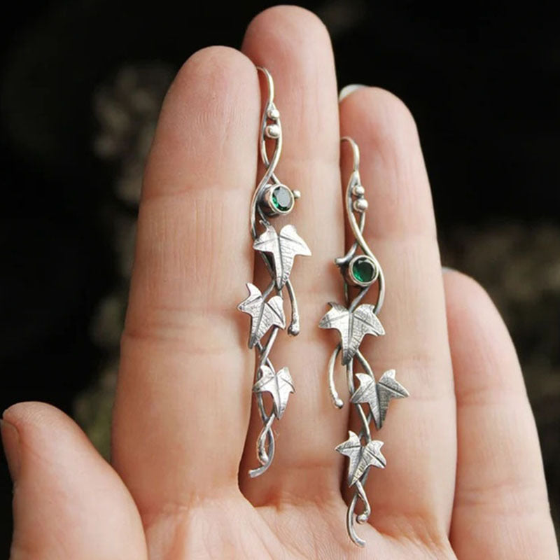 Wholesale Ethnic Style Old Plant Leaf Diamond Earrings