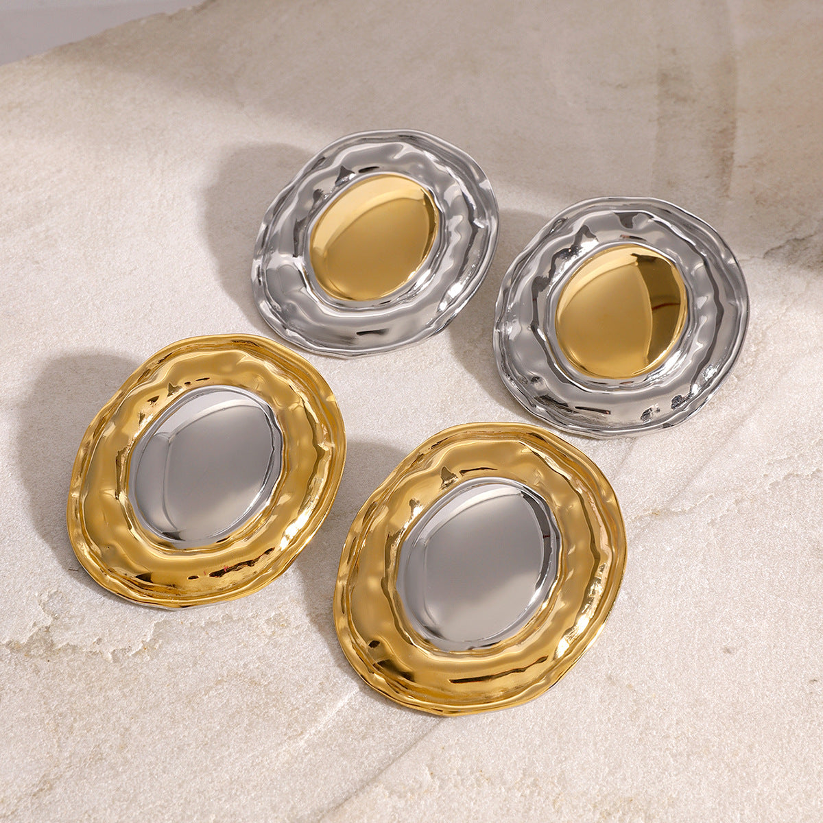 Wholesale 18k gold stainless steel color matching geometric earrings