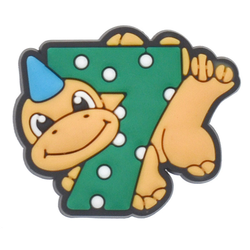 Wholesale Random 100pcs Digital Dinosaur PVC Soft Rubber Shoe Buckle Decoration ACC-SC-RYY059