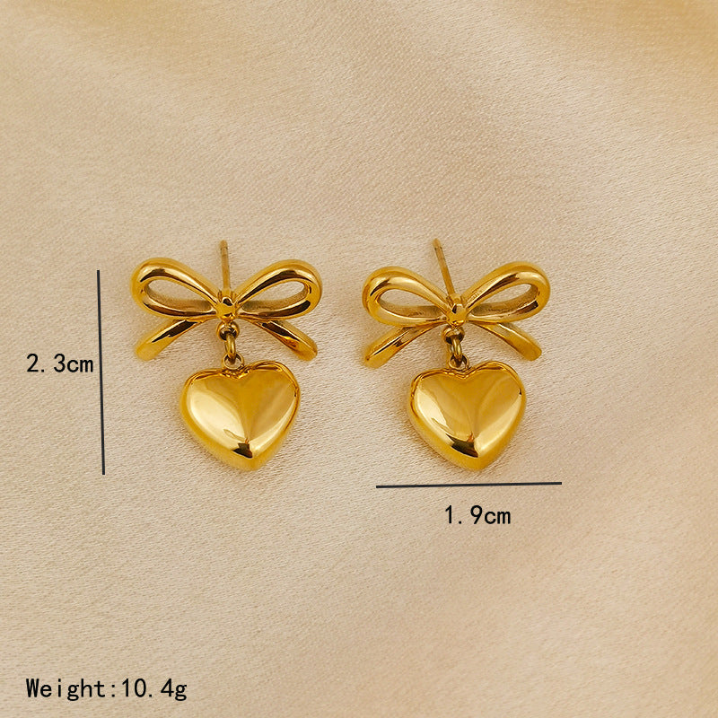 Wholesale 18K Gold Stainless Steel Love Pendant Earrings Heart Shaped Necklaces ACC-NE-GuDi015