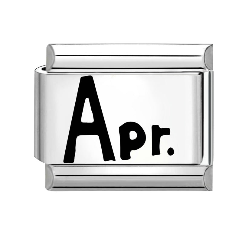 Wholesale Italian Calendar-Themed DIY Modular Bracelet Black White Stainless Steel for Jewelry Accessory Everyday Wear