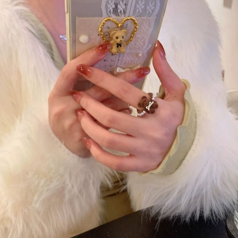 Wholesale  Bow Bear Flocking Opening Ring