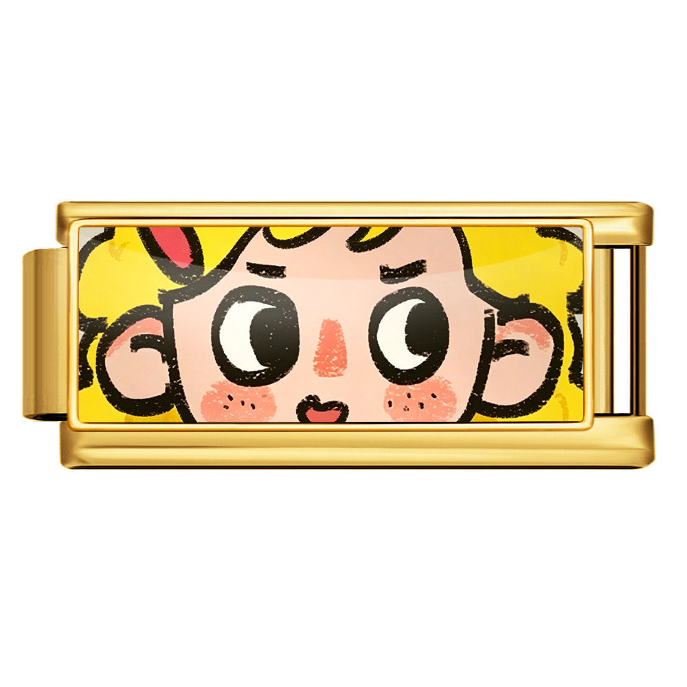 Wholesale Electroplated Stainless Steel Cute Cartoon Modular Bracelet DIY Detachable Elastic Jewelry Accessory
