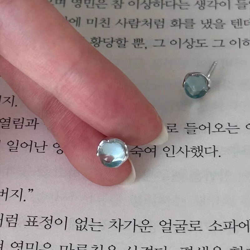 Wholesale  Blue Crystal Round Bead Earrings