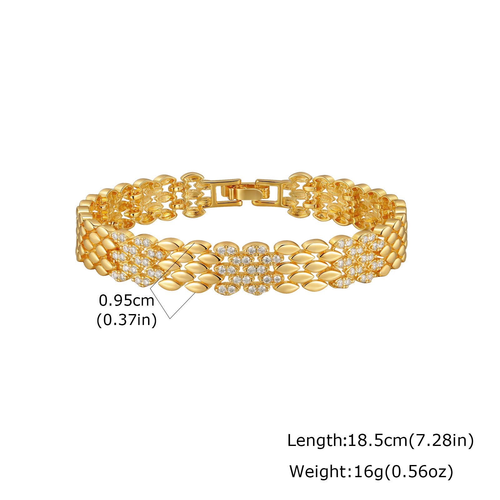 Wholesale Trendy Women S Copper Zircon Bracelet Watch Chain Design Gold Electroplated Everyday Fashion Jewelry Accessory