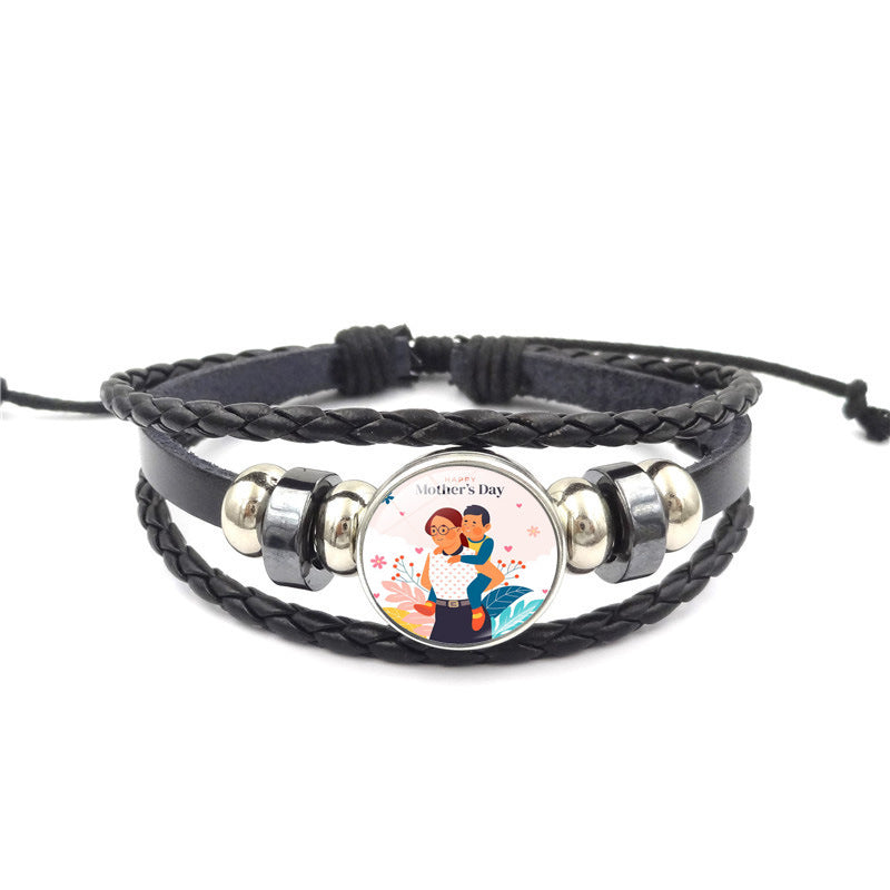 Wholesale Mother's Day  vintage punk style multi-layer beaded woven bracelet