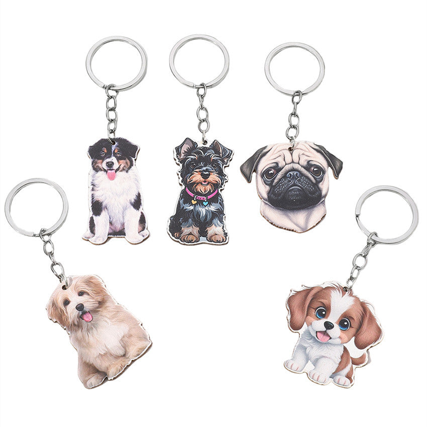 Wholesale Cartoon Puppy Wooden Keychain ACC-KC-RongR034