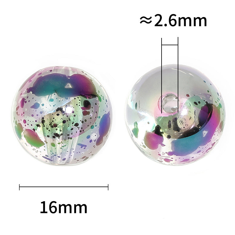 Wholesale 100pcs Colorful Ink-splashed Round Beads Acrylic DIY Beaded Accessories ACC-BDS-BLG083