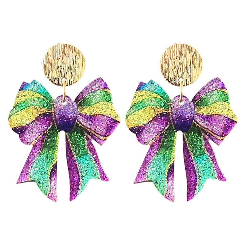 Wholesale 2pcs/ pack Acrylic Carnival Bow Earrings