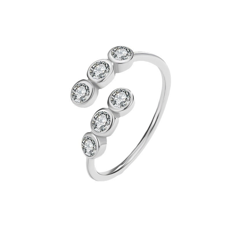 Wholesale s925 sterling silver round diamond open ring