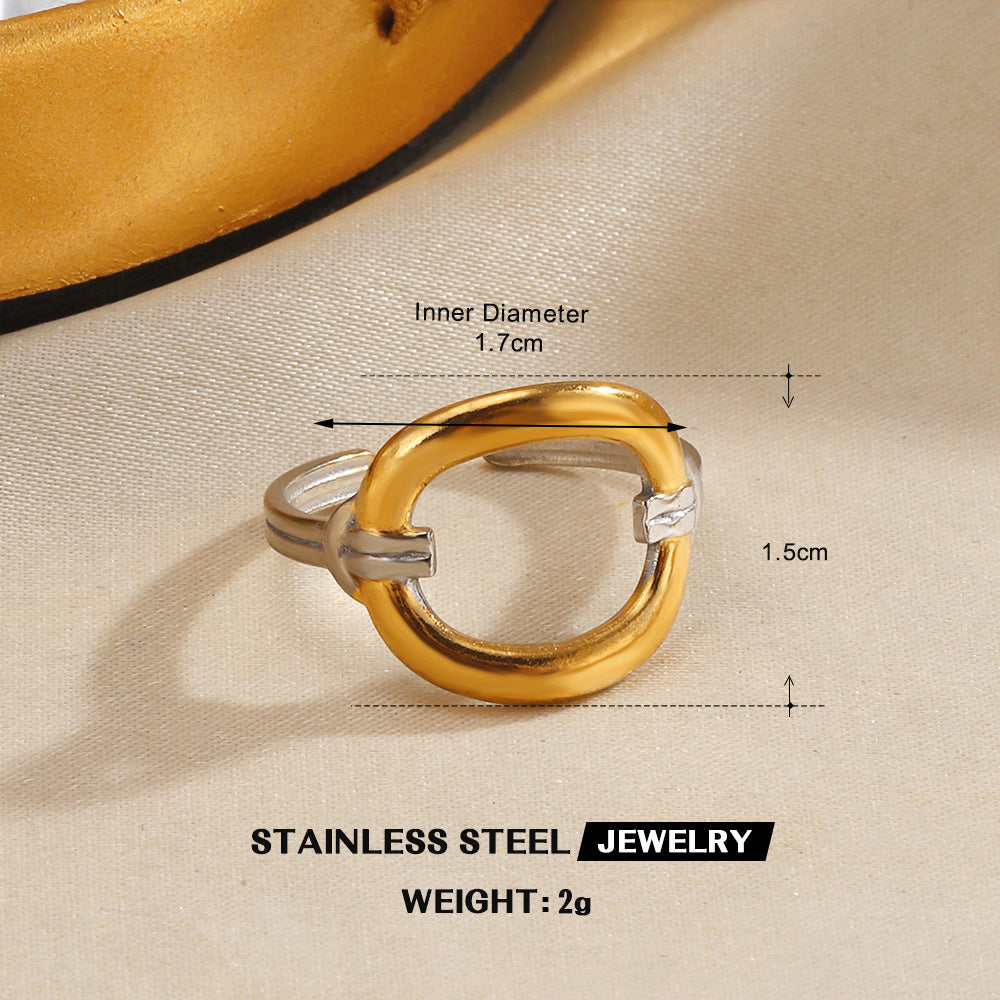 Wholesale Stylish Stainless Steel Star Ring for Women - Retro Geometric Design,  Gold and Steel Color,  Everyday Fashion Accessory