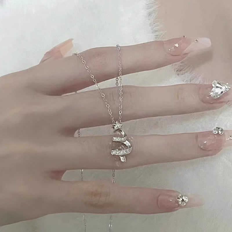 Wholesale Titanium Steel Non-Fading Star Christmas Tree Pendant Necklace