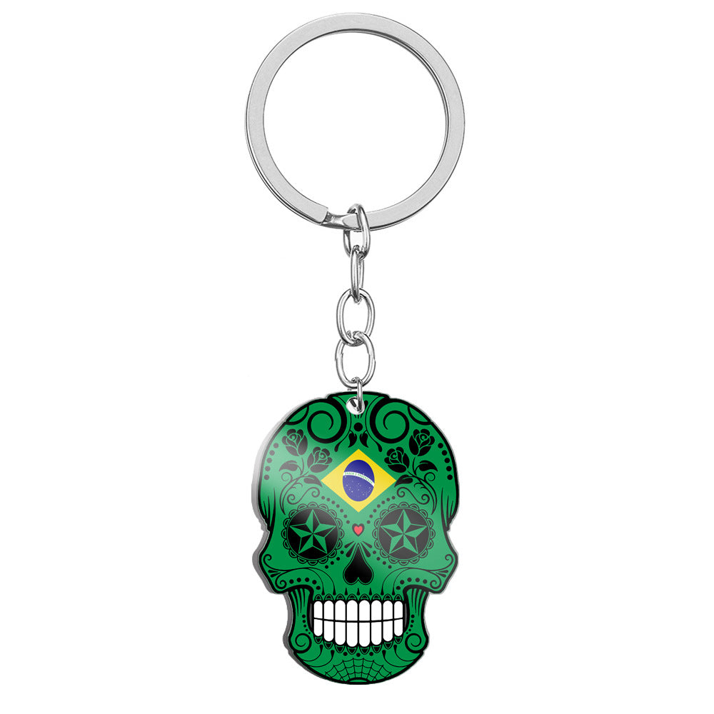 Wholesale Flag Skull Stainless Steel Keychain