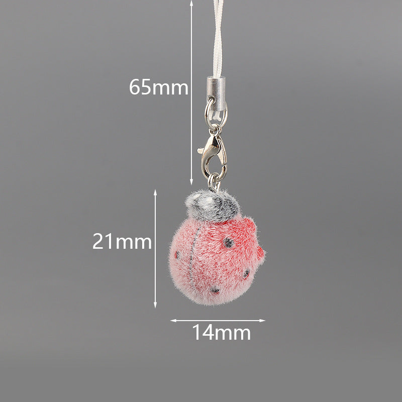 Wholesale Flocked ladybug keychain