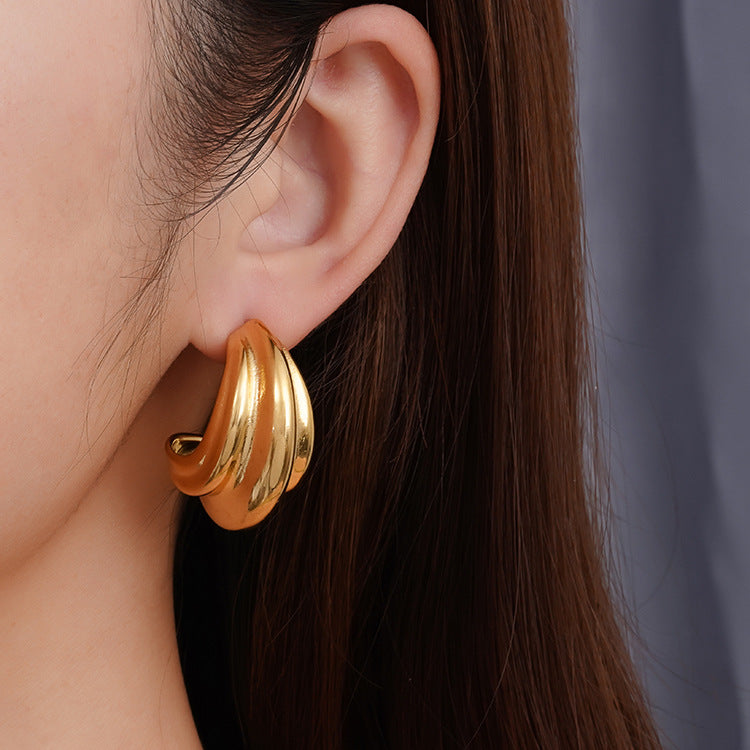 Wholesale Double-layer Titanium Steel Starfish Earrings