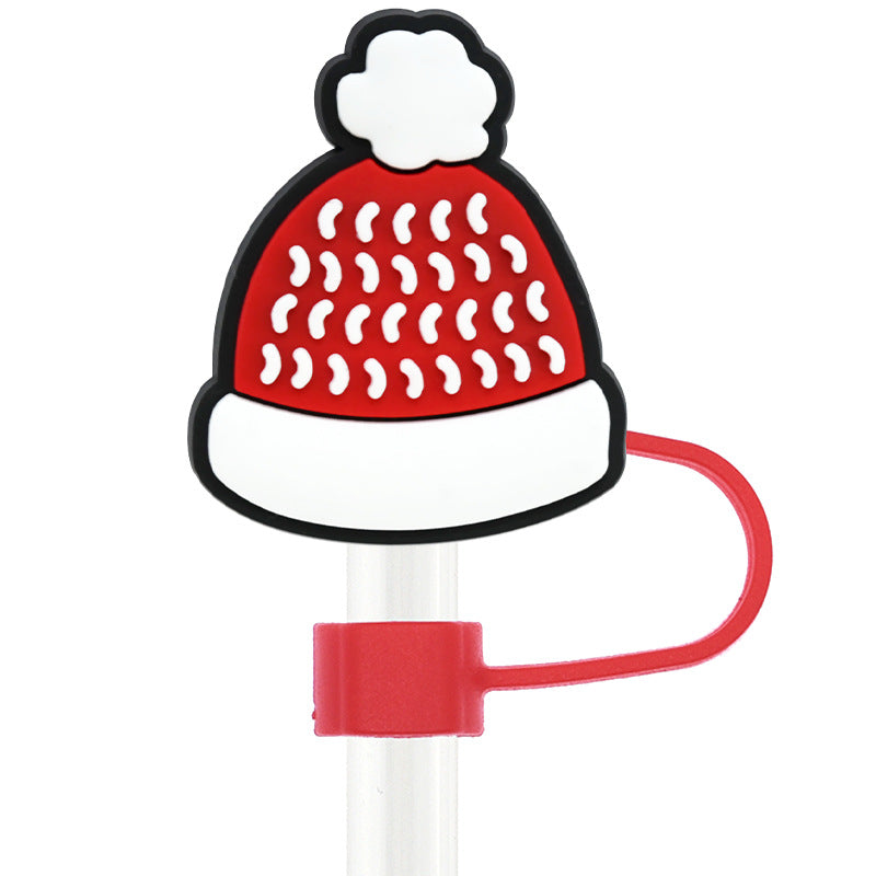 Wholesale Random 100pcs Christmas 10mm PVC Soft Straw Tube Cap ACC-SCR-RYY077