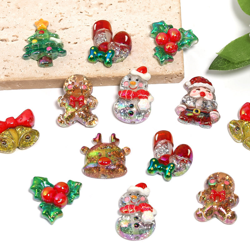 Wholesale 50pcs/pack christmas drop glue snowman Acrylic Beads DIY Bead Accessories