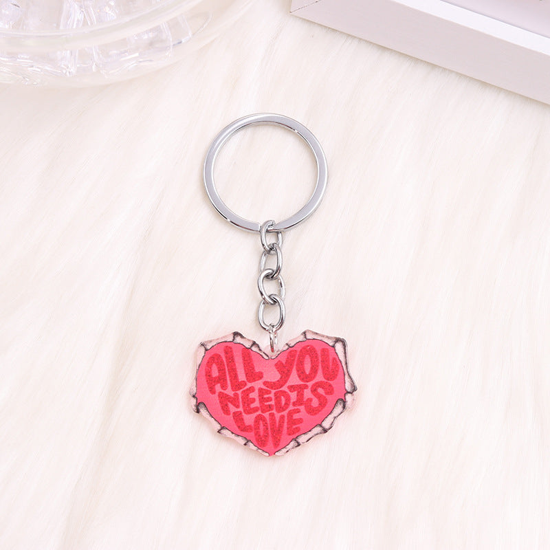 Wholesale Valentine's Day Heart Gnome Flamingo Rainbow Acrylic Keychain