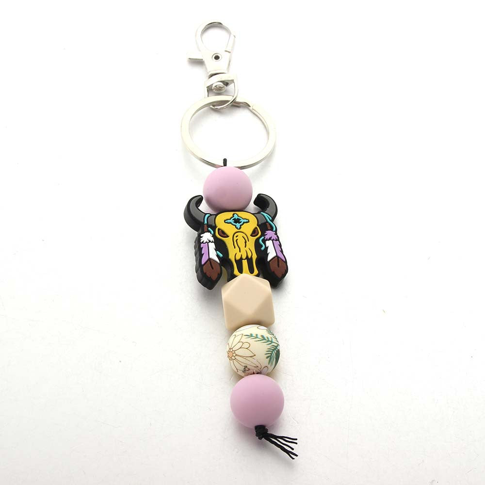 Wholesale Western Style Cowboy Indian Silicone Beaded Keychain ACC-KC-JinAn007