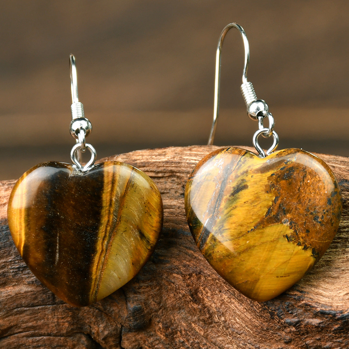 Wholesale Valentine' s Day Natural Stone Heart Pendant Earrings