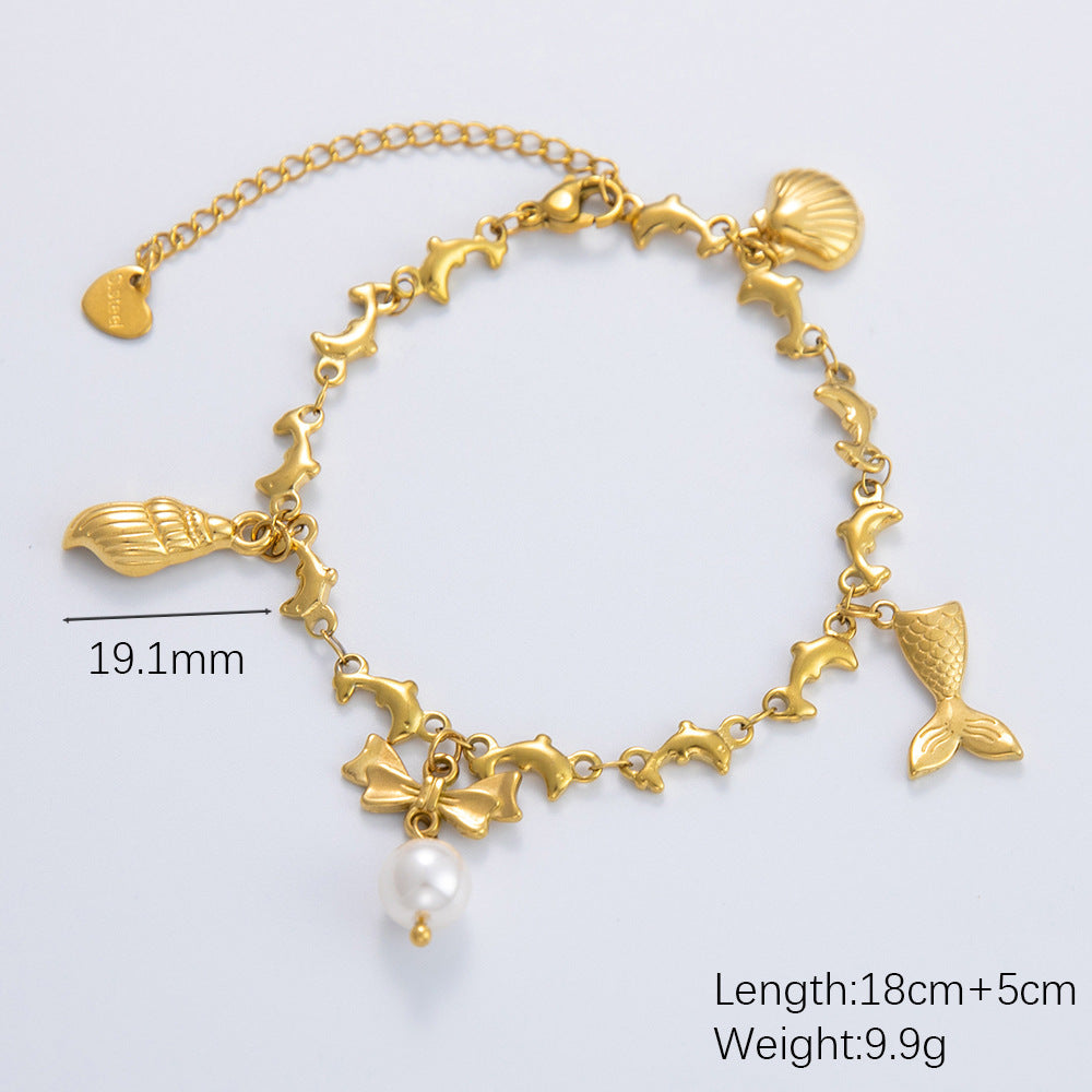 Wholesale Stainless Steel Bracelet Electroplated 18K Gold Anklets Bracelet ACC-AS-YuHui001