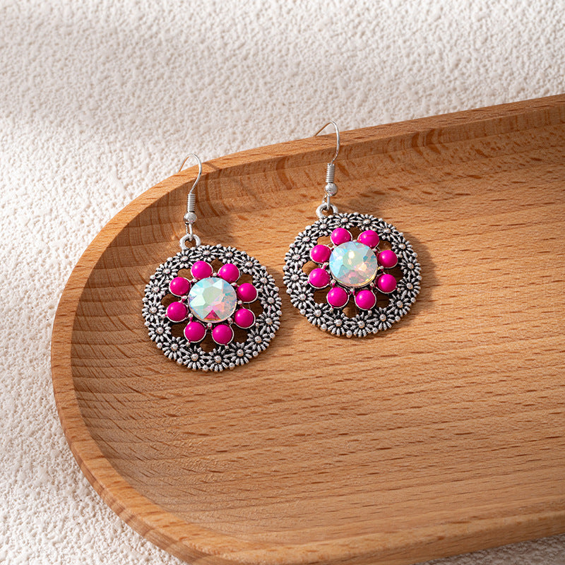 Wholesale Bohemian Turquoise Earrings,  Alloy Inlay,  Fashion Accessory for Everyday Wear