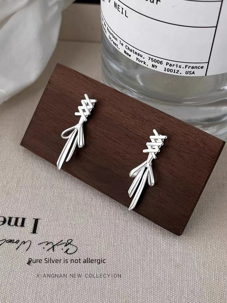 Wholesale 925 sterling silver needle bow stud earrings