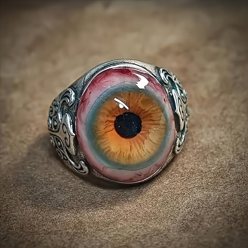 Wholesale Exaggerated Realistic Blood Red Eyeball Open Ring Domineering Retro Curtain Eye Ring