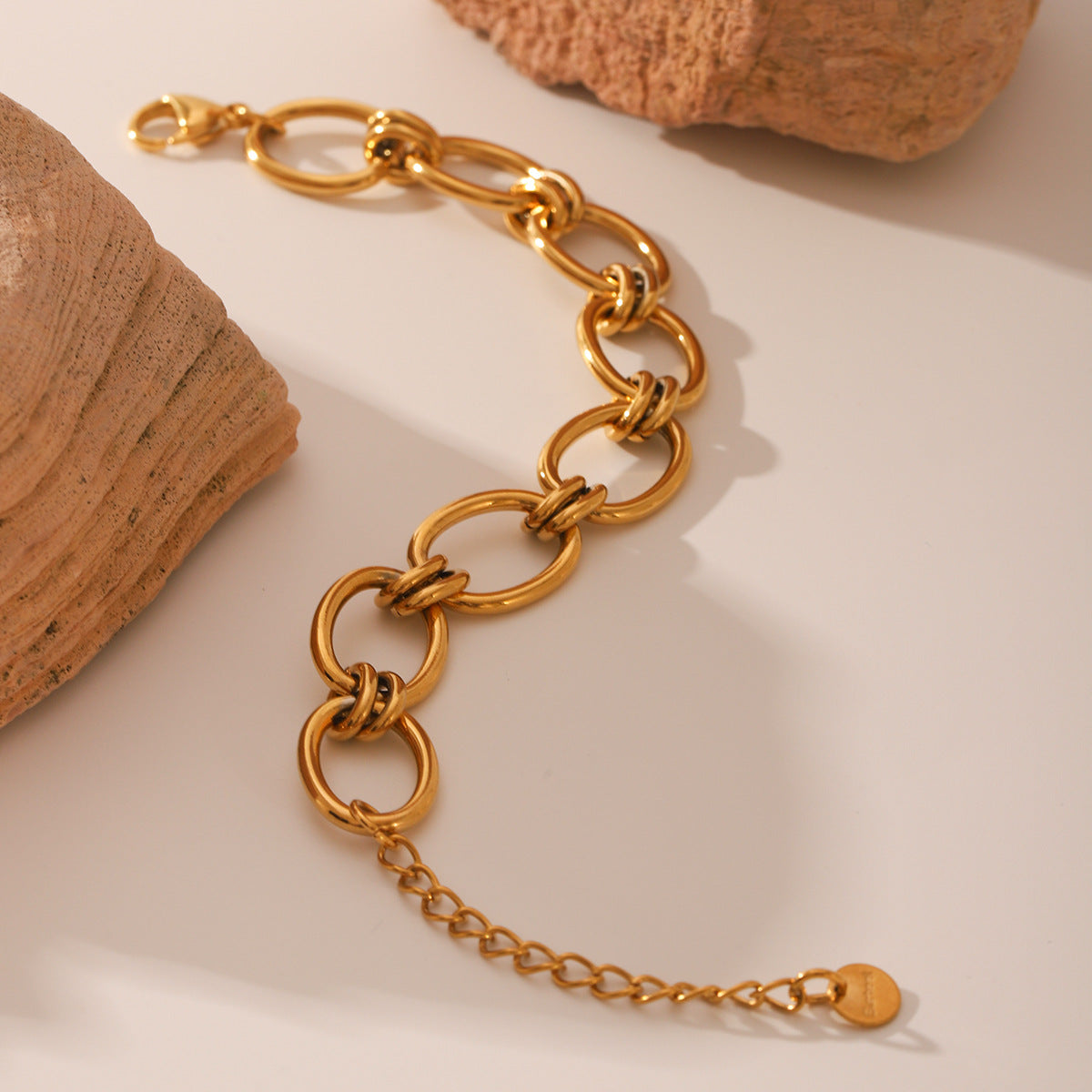 Wholesale  stainless steel bracelet plating 18K gold thick chain