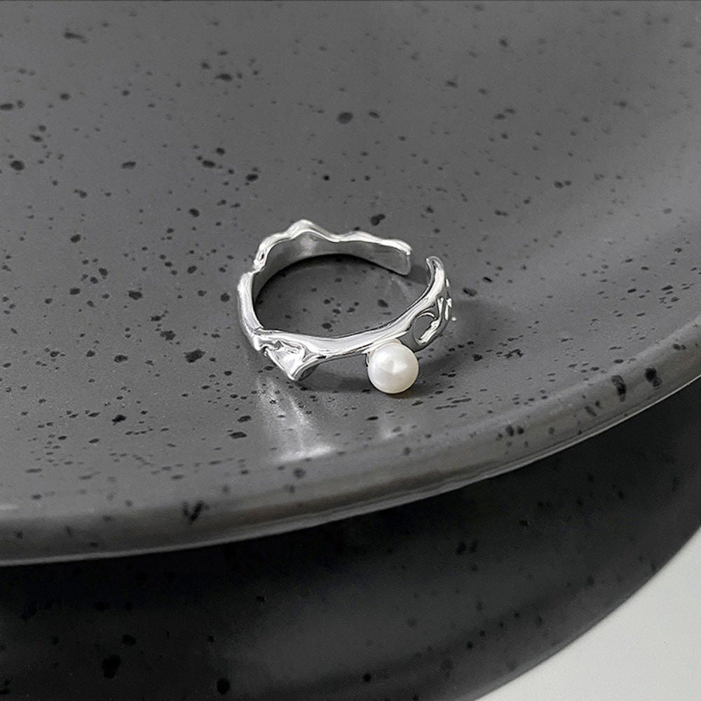 Wholesale Butterfly Pearl Ring 925 Sterling Silver Open Adjustment Index Finger Ring ACC-RS-Yues012