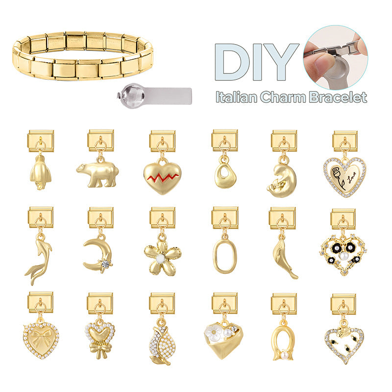 Wholesale  Italian Charm Bracelet 9mm DIY Creative Retro Stainless Steel Composable Bracelet