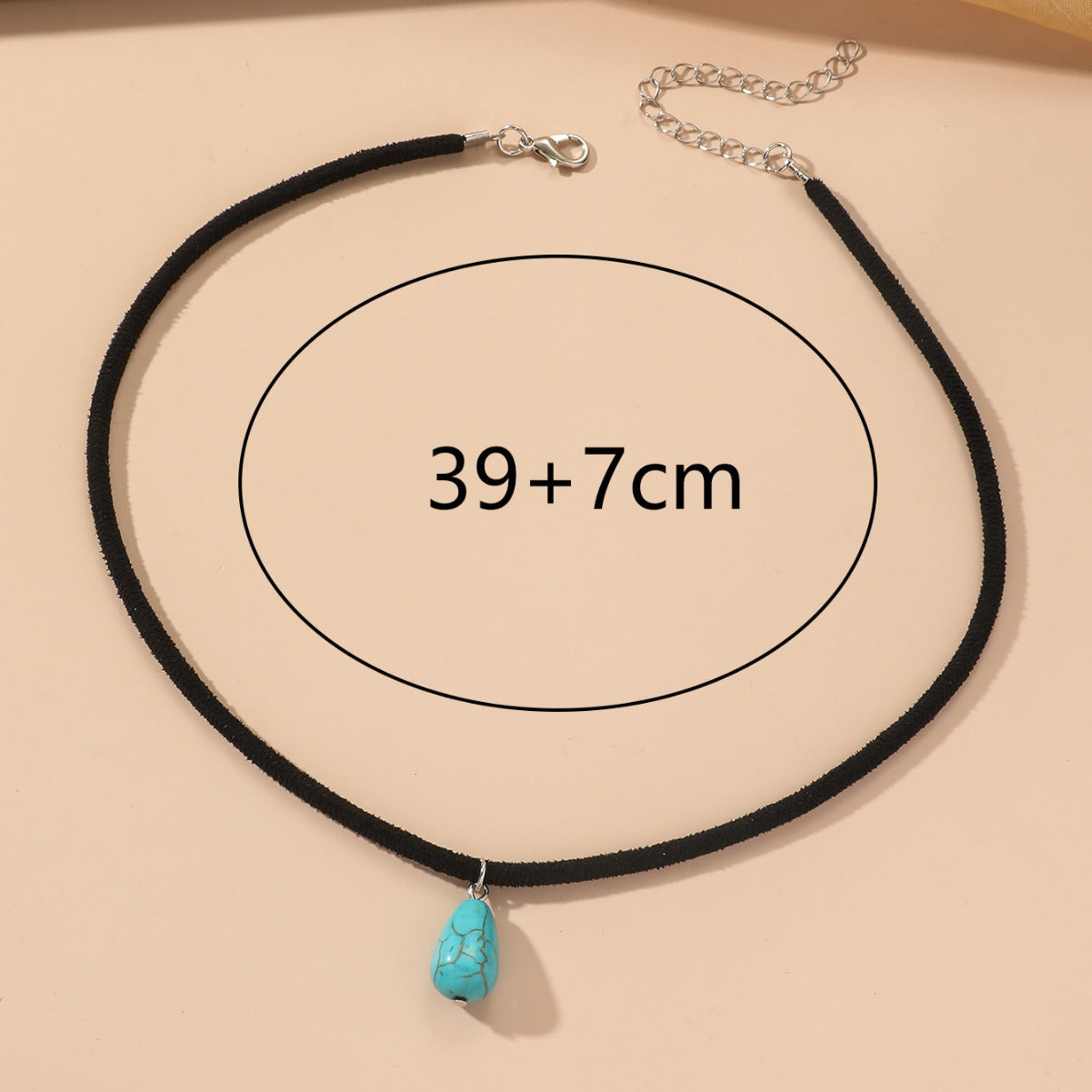 Wholesale Boho Resort Style Water Drop Turquoise Pendant Adjustable Necklace Bohemian ACC-NE-Linlu001