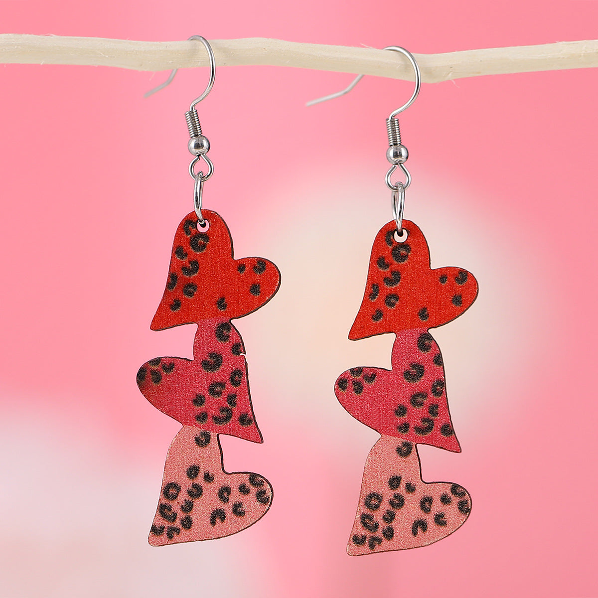 Wholesale  Valentine's Day Plaid Leopard Print Wave Dot Love Earrings