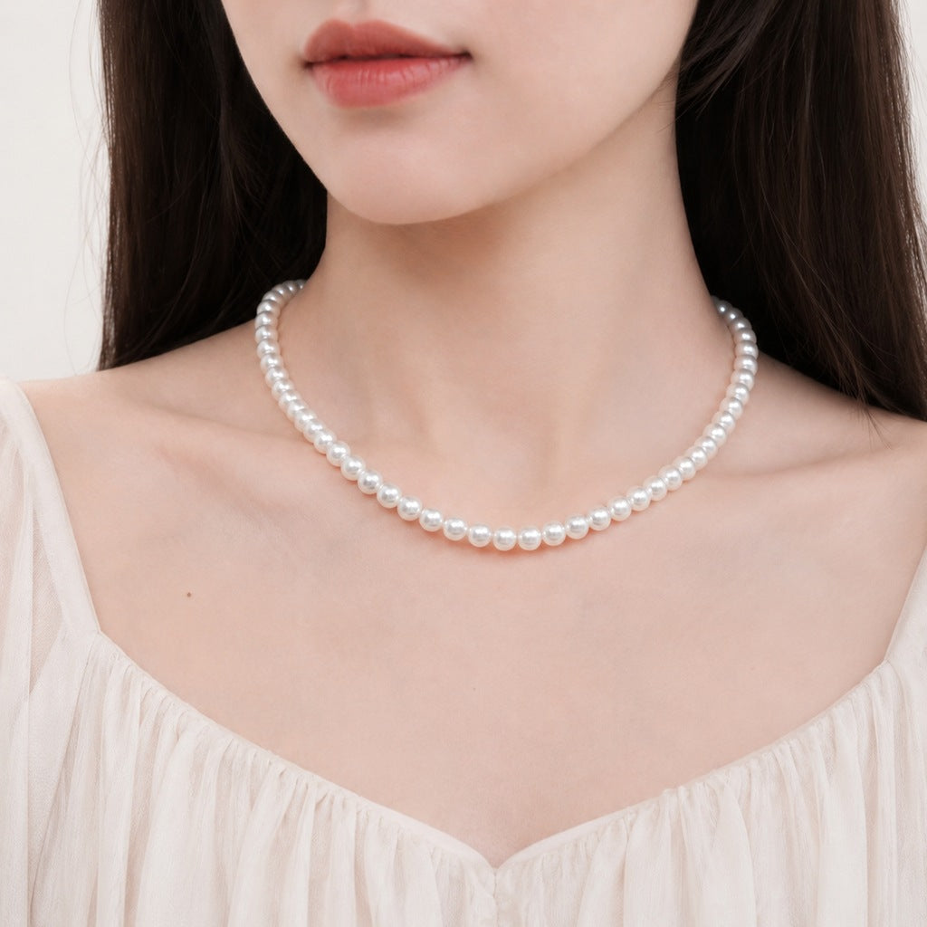 Wholesale Stylish White Faux Pearl Necklace For Women Elegant Cheongsam Collarbone Chain Gift Jewelry Accessory