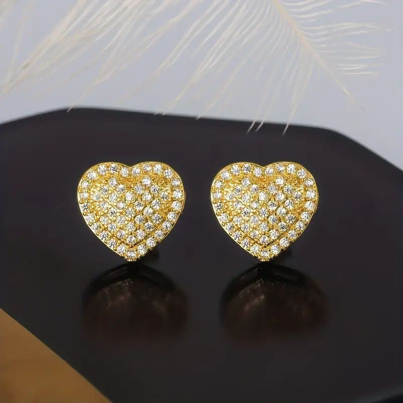 Wholesale Copper Cubic Zirconia Heart Earrings for Women,  Silver Tone Gift Jewelry for Anniversary or Party Wear