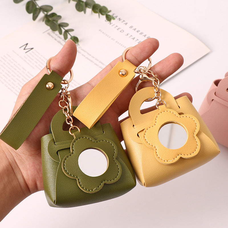 Wholesale Pink PU Purse Keychain with Mirror - Gift Bag Charm for Keys