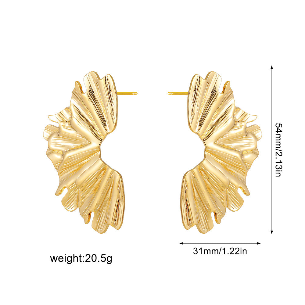 Wholesale  Stainless Steel 18K Gold Petal Earrings Exaggerated Leaf Earrings Flower Irregular Earrings