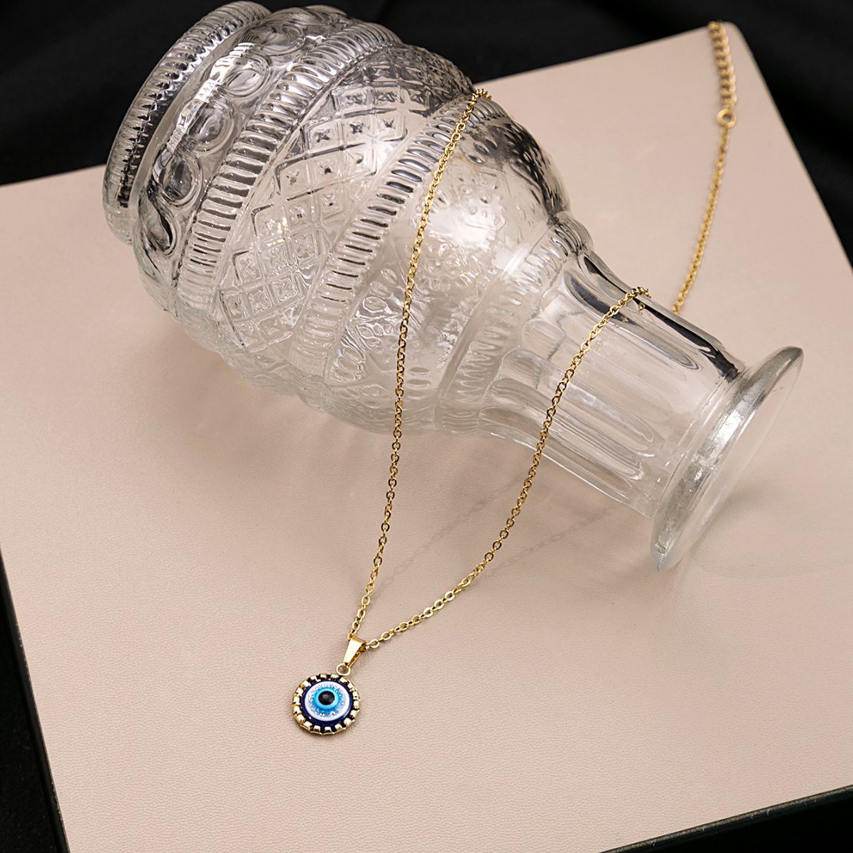 Wholesale  Eye Pendant Necklace D Inlaid Geometric Round Earrings Necklaces Jewelry Suit