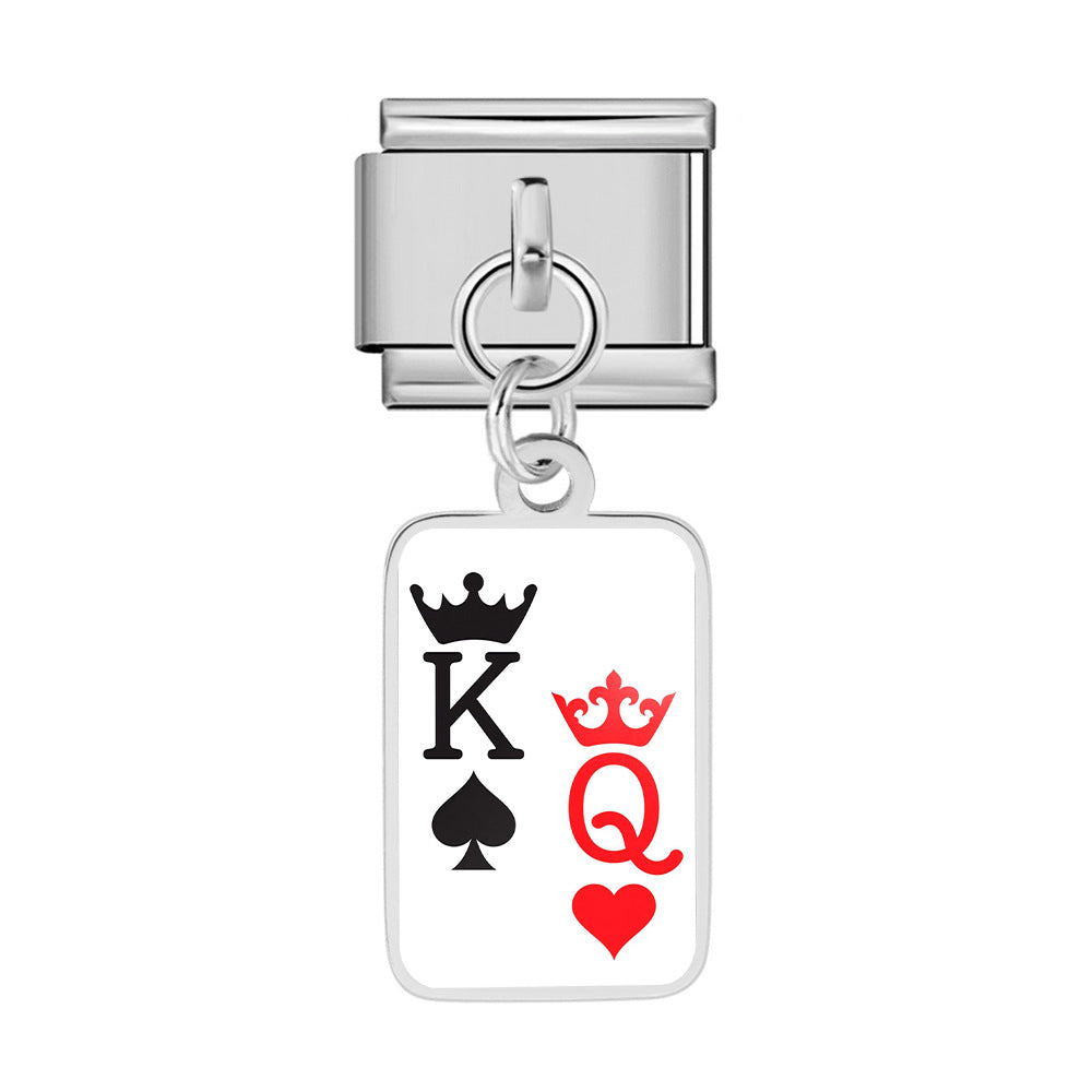 Wholesale Trendy Playing Card Pendant Stainless Steel Bracelet Fashion Accessory For Boutique Resale