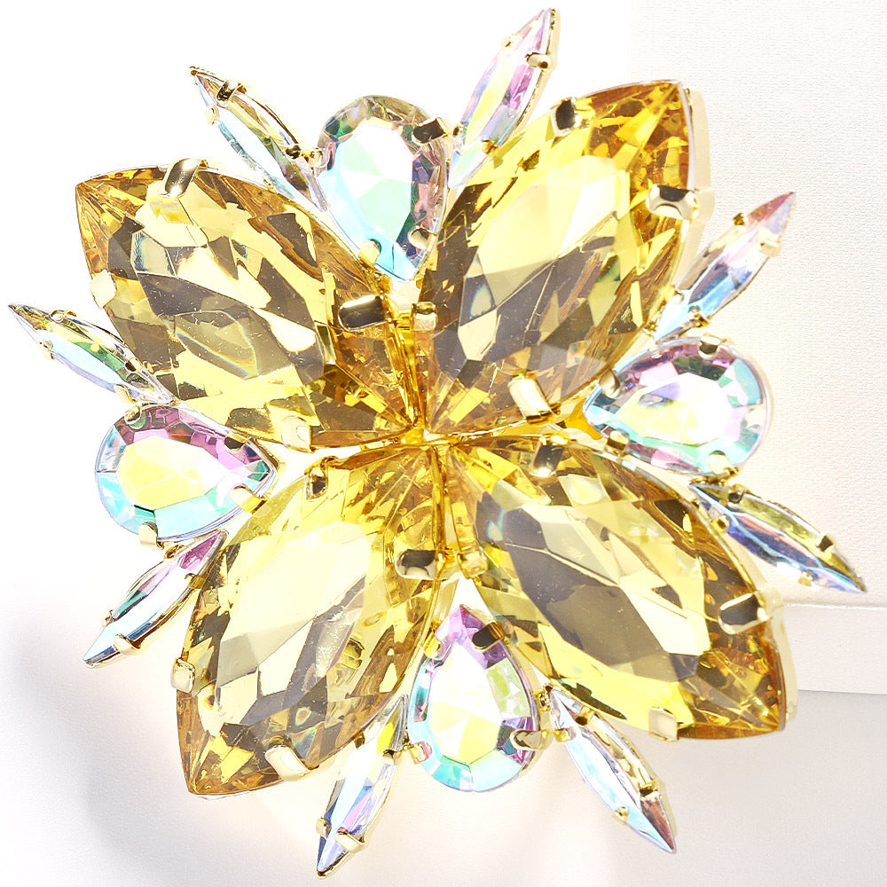 Wholesale  Rhinestone ring exaggerated light luxury flower ring