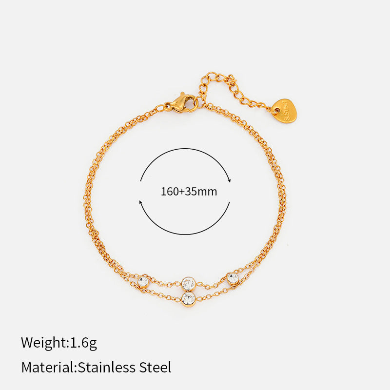 Wholesale Stainless Steel Double-Layer Stacked Jewelry Retro Light Luxury  Bracelet