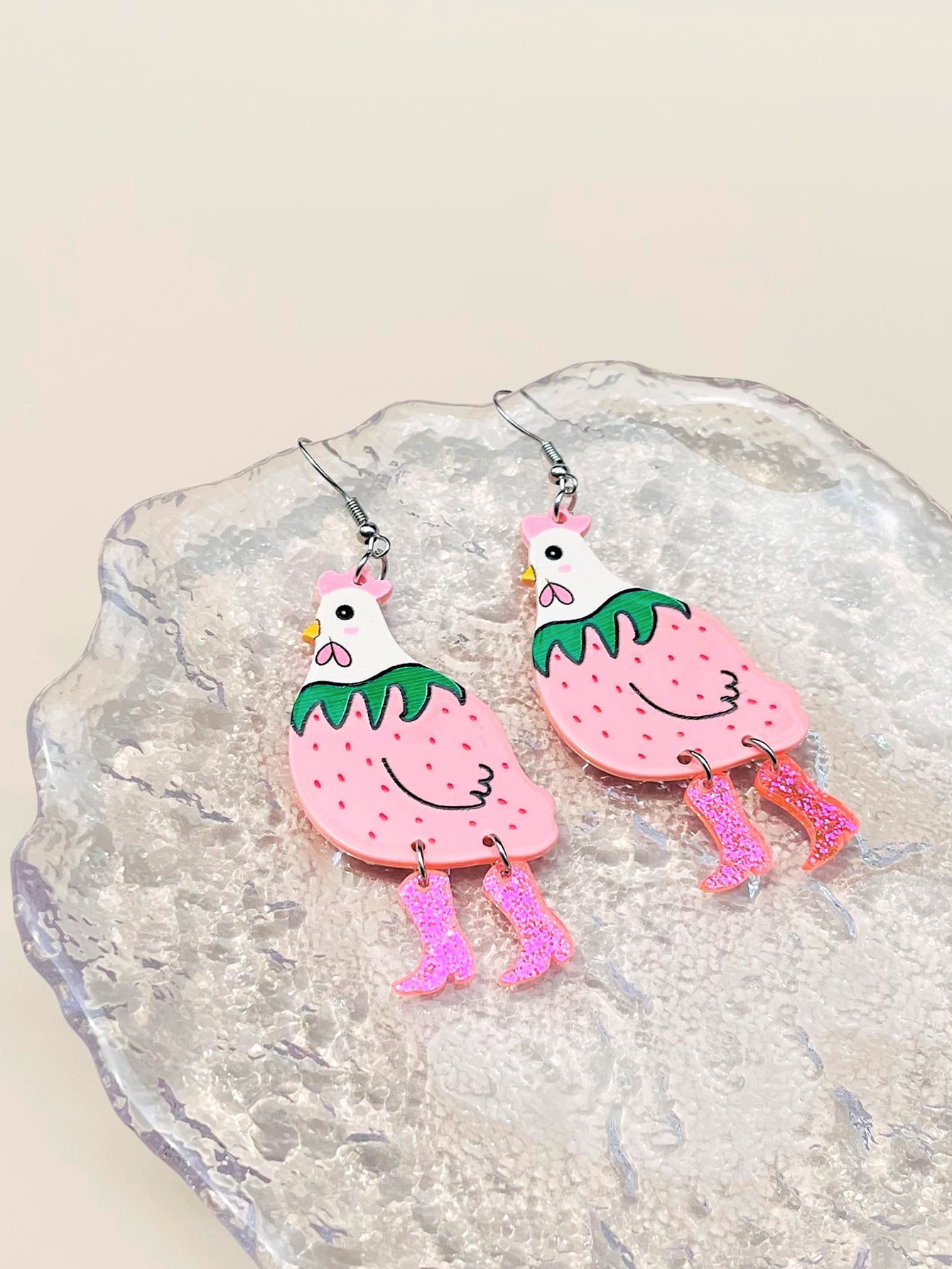 Wholesale  funny acrylic high heels wave dot cock personality women's earrings